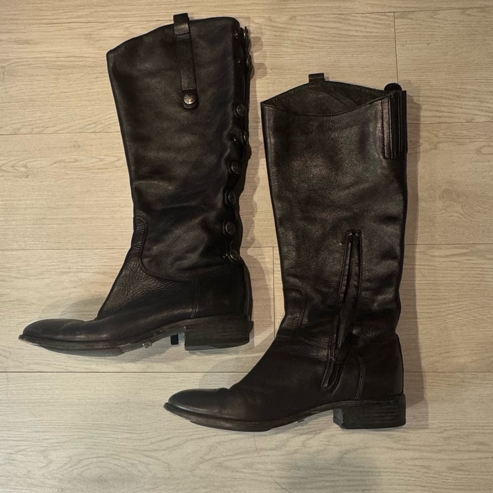 Sam Edelman Phallon Tall Riding Boots Black Leather Women’s Size 7 1/2